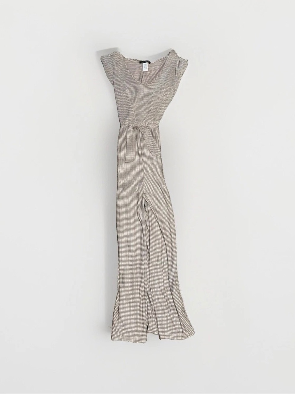 CAUTION TO THE WIND Soft Sleeveless Jumpsuit Tie Front Knit Pant Suit Large